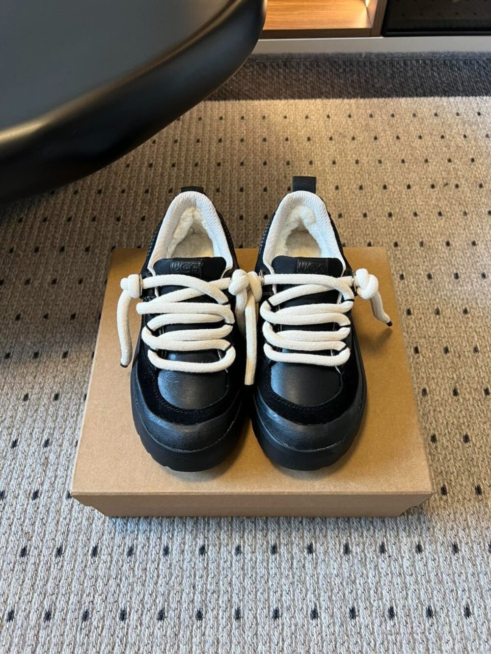 UGG Black Platform Casual Sneakers with Fleece Lining